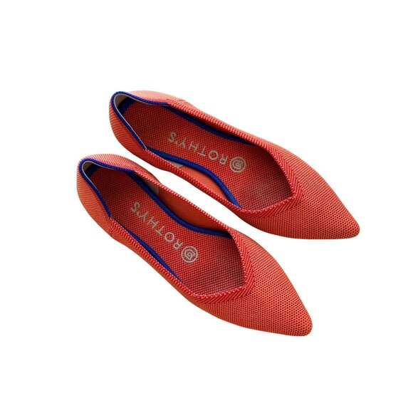 Rothys Pointed-Toe Flats Women’s W6 Orange & Blue Knit Stylish Sustainable Shoes - Picture 1 of 9